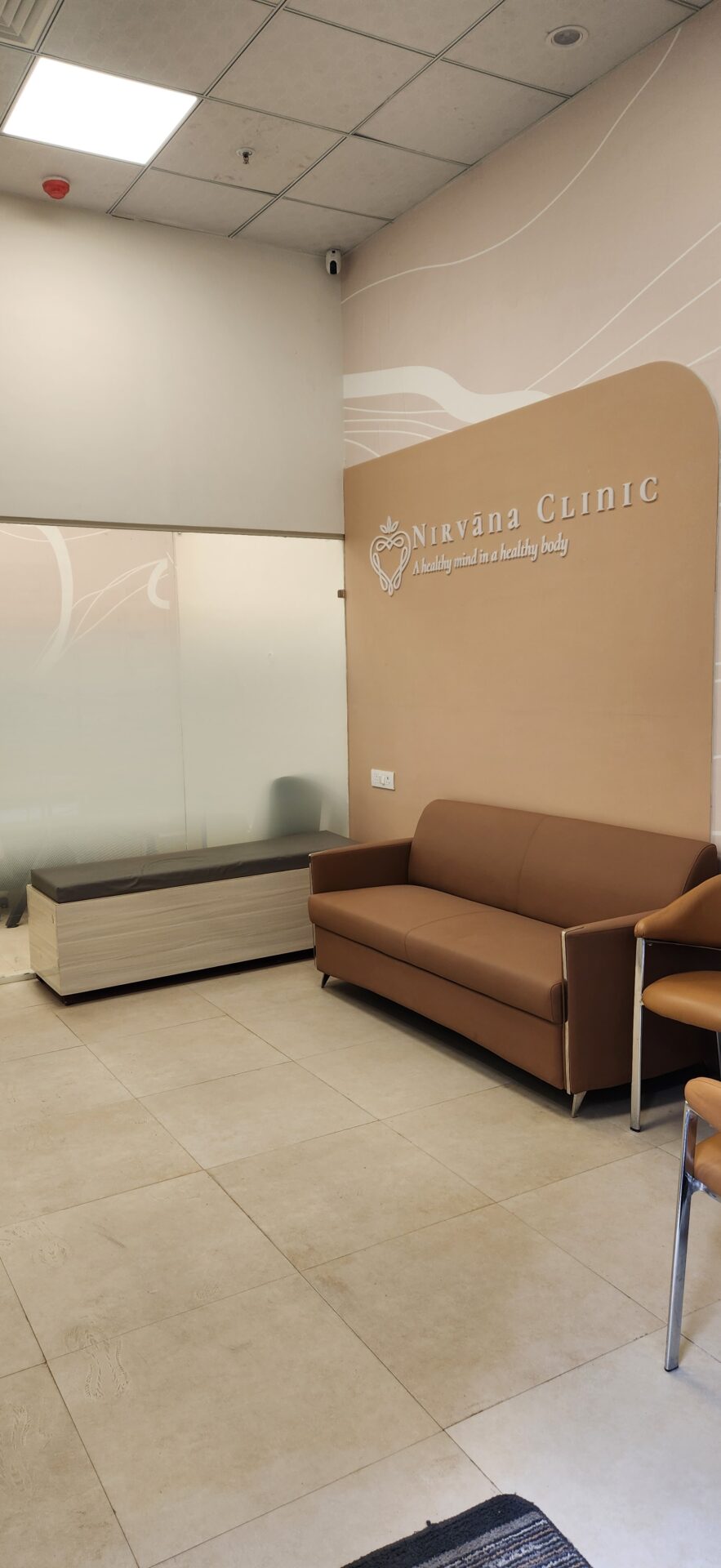 Nirvana Clinic waiting room at Sun Twilight Mall Greater Noida — comfortable patient seating area